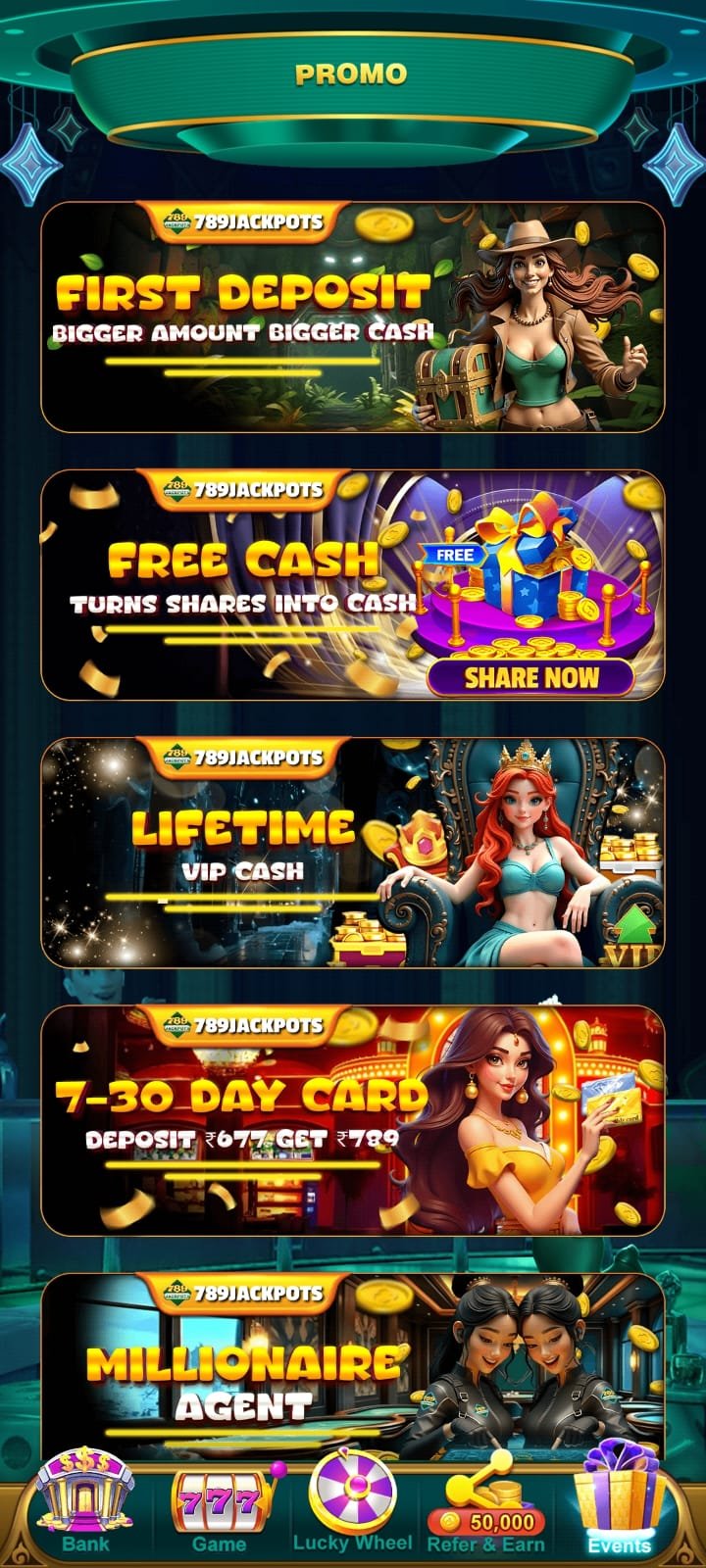 789 Jackpots dashboard