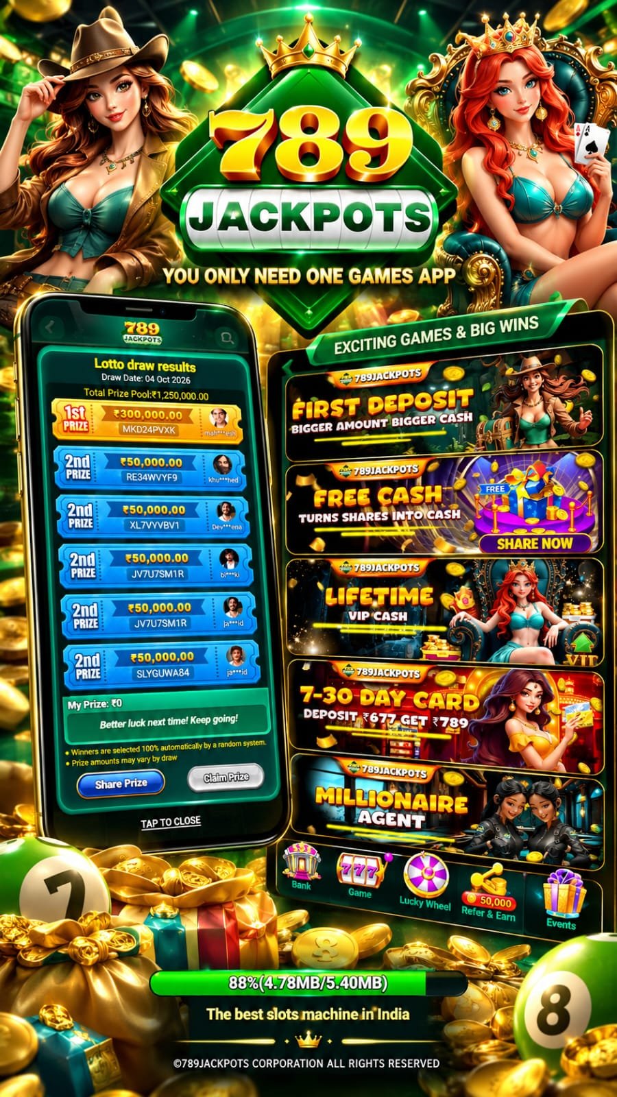 789 Jackpots game features