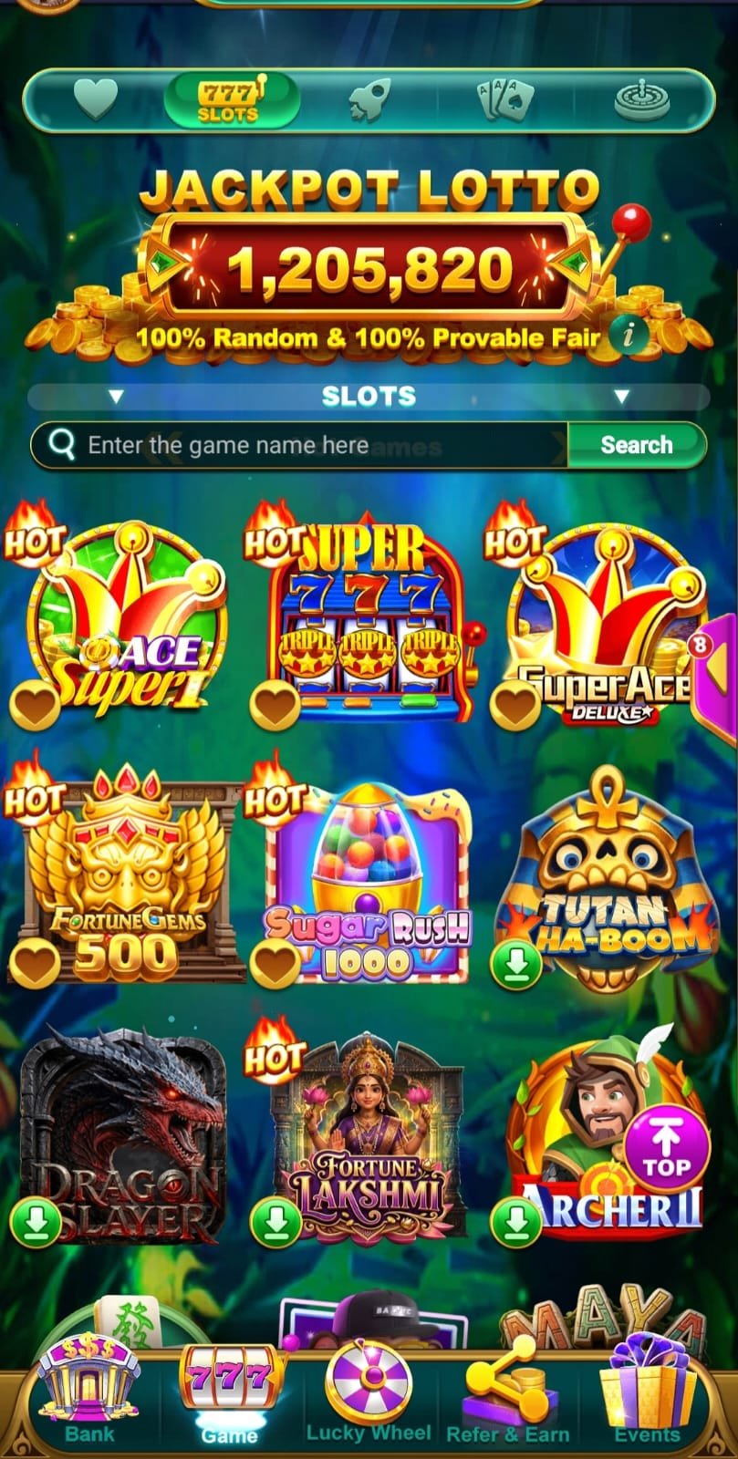 Mvm Bet slots lobby and jackpot lotto